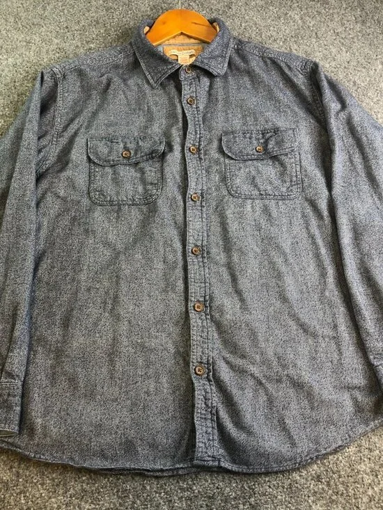 Carbon 2 Cobalt Shirt Mens Large Blue Cotton Yak Chest Flap Pockets Button - Picture 3 of 9